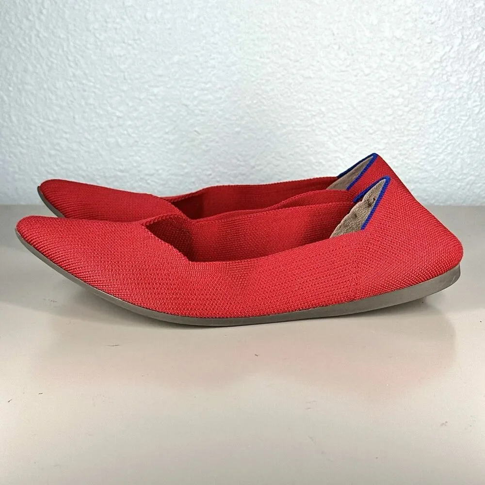 Rothy’s The Point Flats Red And Blue Knit Women’s Size 9.5 Washable Comfort - Picture 5 of 14